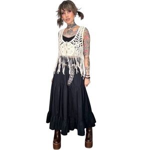 Roommates crochet Fringe vest